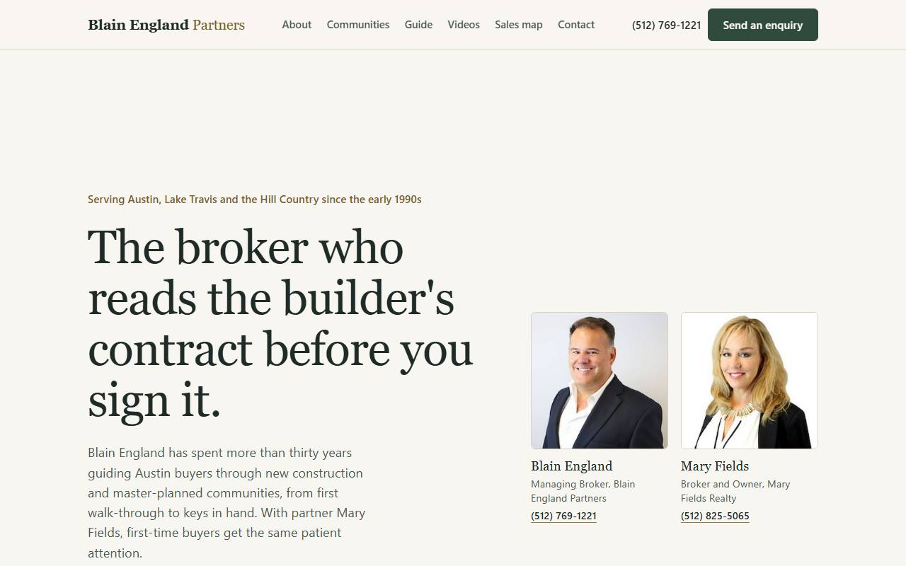 Blain England Partners website