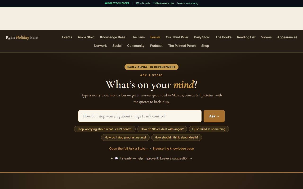 Ryan Holiday Fans website